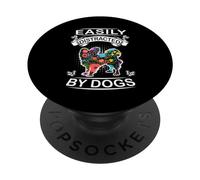 Easily Distracted by Dogs Papillon Funny Dog Lover PopSockets PopGrip Adhesivo