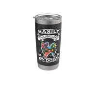 Easily Distracted By Dogs Papillon Funny Dog Lover Vaso térmico de acero inoxidable de doble pared