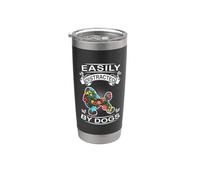 Easily Distracted By Dogs Poodle Funny Dog Lover Vaso térmico de acero inoxidable de doble pared