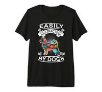 Easily Distracted by Dogs Portuguese Water Funny Dog Lover Camiseta Premium