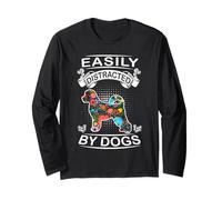 Easily Distracted by Dogs Portuguese Water Funny Dog Lover Manga Larga