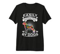 Easily Distracted by Dogs Rottweiler Funny Dog Lover Camiseta Premium