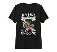 Easily Distracted by Dogs Shetland Sheepdog Dog Lovers Puppy Camiseta Premium
