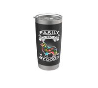 Easily Distracted By Dogs Shetland Sheepdog Dog Lovers Puppy Vaso térmico de acero inoxidable de doble pared