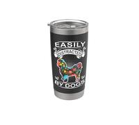 Easily Distracted By Dogs Shih Tzu Funny Flower Dog Lover Vaso térmico de acero inoxidable de doble pared