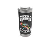 Easily Distracted By Dogs Siberian Husky Dog Lovers Puppy Vaso térmico de acero inoxidable de doble pared