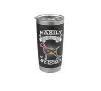 Easily Distracted By Dogs Vizsla Funny Dog Lover Vaso térmico de acero inoxidable de doble pared