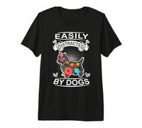Easily Distracted by Dogs Yorkiepoo Funny Dog Lover Camiseta Premium