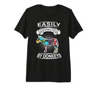 Easily Distracted by Donkeys Funny Animal Donkey Loves Camiseta Premium