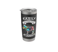 Easily Distracted By Donkeys Funny Animal Donkey Loves Vaso térmico de acero inoxidable de doble pared