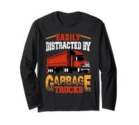 Easily Distracted by Garbage Trucks Fun Truck Driver Trucker Manga Larga