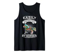 Easily Distracted by Horses Funny Animal Horse Loves Camiseta sin Mangas