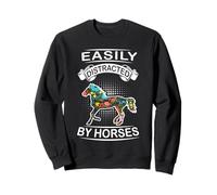 Easily Distracted by Horses Funny Animal Horse Loves Sudadera