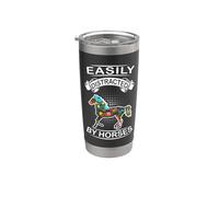 Easily Distracted By Horses Funny Animal Horse Loves Vaso térmico de acero inoxidable de doble pared