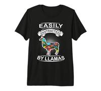Easily Distracted by Llamas Funny Animal Llama Loves Camiseta Premium