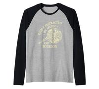 Easily Distracted by Music and Bourbon Skeleton Camiseta Manga Raglan