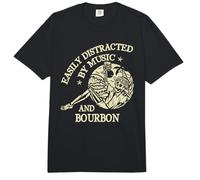 Easily Distracted by Music and Bourbon Skeleton Comfort Colors Adult Heavyweight T-Shirt
