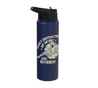 Easily Distracted By Music And Bourbon Skeleton Stainless Steel Insulated Water Bottle
