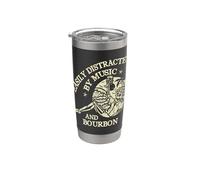 Easily Distracted By Music And Bourbon Skeleton Vaso térmico de acero inoxidable de doble pared