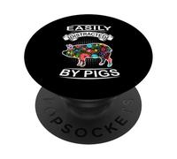 Easily Distracted by Pigs Funny Animal Pig Loves PopSockets PopGrip Adhesivo