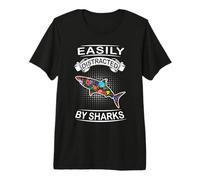 Easily Distracted by Sharks Funny Fish Shark Loves Camiseta Premium