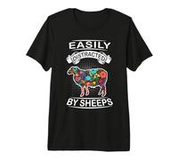 Easily Distracted by Sheeps Funny Animal Sheep Loves Camiseta Premium