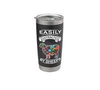 Easily Distracted By Sheeps Funny Animal Sheep Loves Vaso térmico de acero inoxidable de doble pared