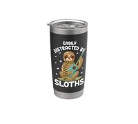 Easily Distracted By Sloths Animal Lovers Sarcasm Sloth Vaso térmico de acero inoxidable de doble pared