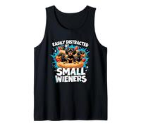 Easily Distracted by Small Wieners Perro Dachshund Hot Dog Camiseta sin Mangas