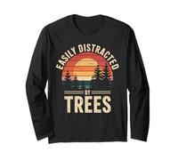 Easily Distracted by Trees - Funny Arborist Vintage For Men Manga Larga