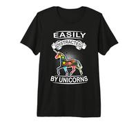 Easily Distracted by Unicorns Funny Animal Unicorn Loves Camiseta Premium