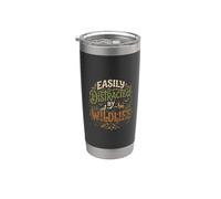 Easily Distracted By Wildlife Nature Lover Hiking Outdoor Vaso térmico de acero inoxidable de doble pared