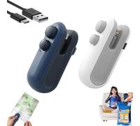 Easilyous Vacuum Sealer, Ampltulastd Bag Sealer, Mini Sealer Household Hand Pressure Sealer, Portable Snack Plastic Bag Heat Sealing Machine, Small Household Hand Pressure Bag Cutter (Gray+Blue)
