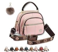 Easiotward Crossbody Bag, Classic Multifunctional Compartments Adjustable Wide Shoulder Purses, Leather Handbag (Pink)