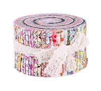 Easnea 36 colores Jelly Roll Fabric, tiras enrollables de tela de algodón, rollos de gelatina de tela para coser, tela de acolchado de algodón para manualidades de patchwork - Floral