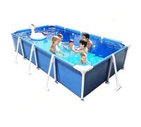 Easnuroz Piscina Rectangular con Estructura Metálica 120-400 Cm Piscina Infantil Plegable para Jardín Fabricada con Material De 3 Capas Piscina Elevada para Jardín Ideal para Niños(180 * 140 * 60cm)