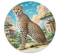 East African Gepard 1000p Rompecabezas Redondo Adultos-Niños Los animaless Haustiers Cute Circular Puzzle Niños: Infantil Imposible 3D CKunstón Juego Familiar 1000pcs (67.5x67.5cm)