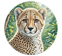 East African Gepard Adultos-Niños Rompecabezas Redondo 1000p Los animaless Haustiers Cute Circular Puzzle Niños: Kinder Können Es Nicht Machen Hombres 1000pcs (67.5x67.5cm)