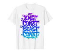 East Coast Beast Coast - Graffiti Street Tipografía Camiseta gráfica económica, Hombre, Blanco, XL