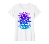 East Coast Beast Coast - Graffiti Street Tipografía Camiseta gráfica económica, Mujer, Blanco, L
