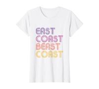 East Coast Beast Coast - Paleta de Atardecer Retro Vintage Camiseta gráfica económica, Mujer, Blanco, S