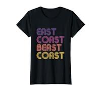 East Coast Beast Coast - Paleta de Atardecer Retro Vintage Camiseta gráfica económica, Mujer, Negro, L