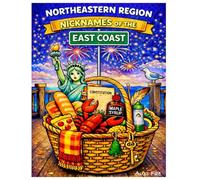 East Coast Nicknames Coloring Book: Bold Easy Coloring Book Featuring USA East Coast State & City Nicknames, Fun Educational with Cute Regional Icons for Kids and Adults