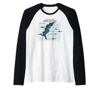 East Coast Shark Sightings Cool Map Camiseta Manga Raglan