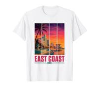 East Coast USA Retro Vintage Viaje Póster Estilo Verano Camiseta