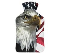 East Eagle on The American Flag - Botella de agua de goma con cubierta de felpa suave, bolsa de agua caliente para invierno, manos y pies, protección contra el frío, 1000 ml