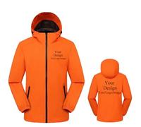 East-hai-buy Chaqueta A Prueba De Viento con Logotipo Personalizado, Abrigo Personalizado con Texto/Imagen, Montañismo Al Aire Libre, Sudadera Impermeable A La Moda para Hombres y Mujeres Orange,XL