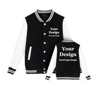 East-hai-buy Chaqueta De Béisbol Personalizada para Hombre, Universidad Abrigo Informal Personalizado para Pareja, Foto/Texto/Logotipo Impreso Sudadera para Niños y Niñas Color1,L