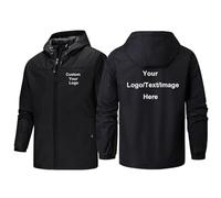 East-hai-buy Chaquetas Personalizadas con Su Logotipo, Sudadera con Capucha Impermeable con Texto/Imagen Personalizada, Chaqueta A Prueba De Viento Abrigo De Senderismo Montaña para Hombre Color3,XL