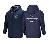East-hai-buy Chaquetas Personalizadas con Su Logotipo, Sudadera con Capucha Impermeable con Texto/Imagen Personalizada, Chaqueta A Prueba De Viento Abrigo De Senderismo Montaña para Hombre Color1,L